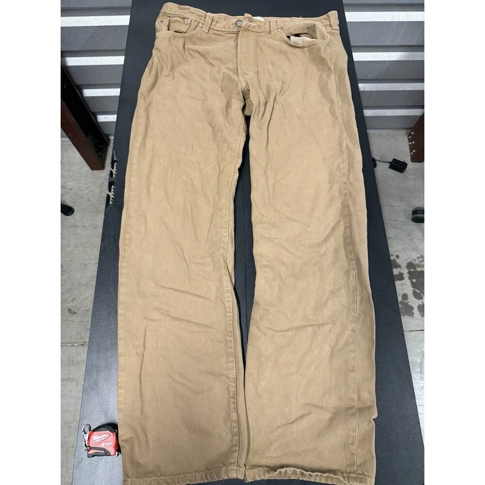 Levi-s Men's Beige Jeans Straight Regular Fit Mid Rise Button Fly 5-Pocket